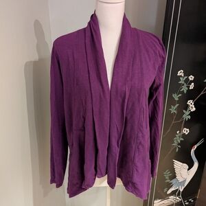 Lucy Women's Small Cotton Modal Open Front Cardigan Jacket Purple Pockets 140